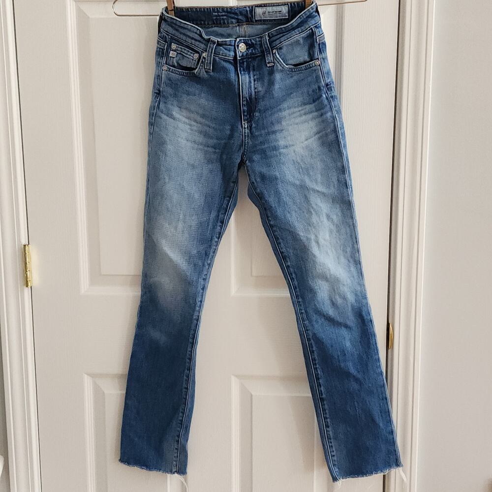 AG Adriano Goldschmied Mari High Rise Straight Leg Raw Hem Jeans Sz 26R